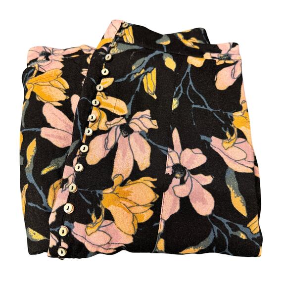 Free People Maxi Skirt Womens 2 Smooth Sailing Floral Front High Slit Button Up - Picture 1 of 13